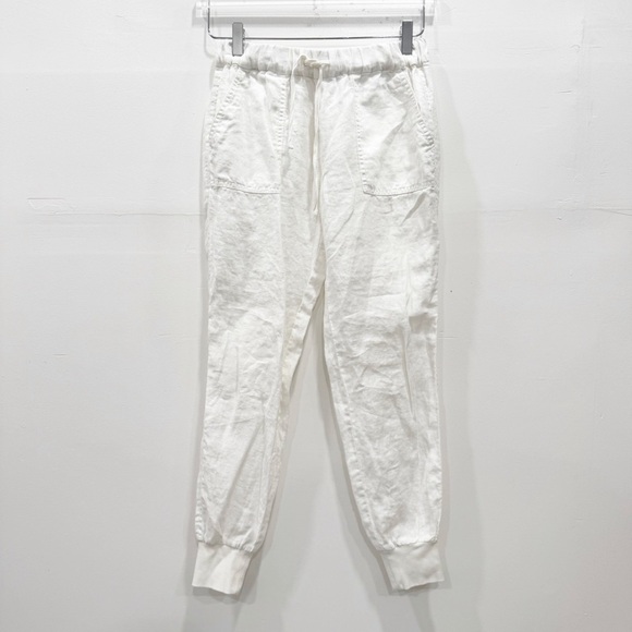 Joie White Linen Jogger Pants Drawstring XXS Minimalist Coastal Lightweight - Picture 1 of 8